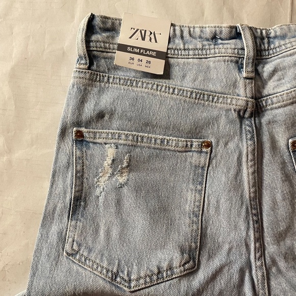 Zara Light Blue Slim Flare Jeans - Picture 9 of 14